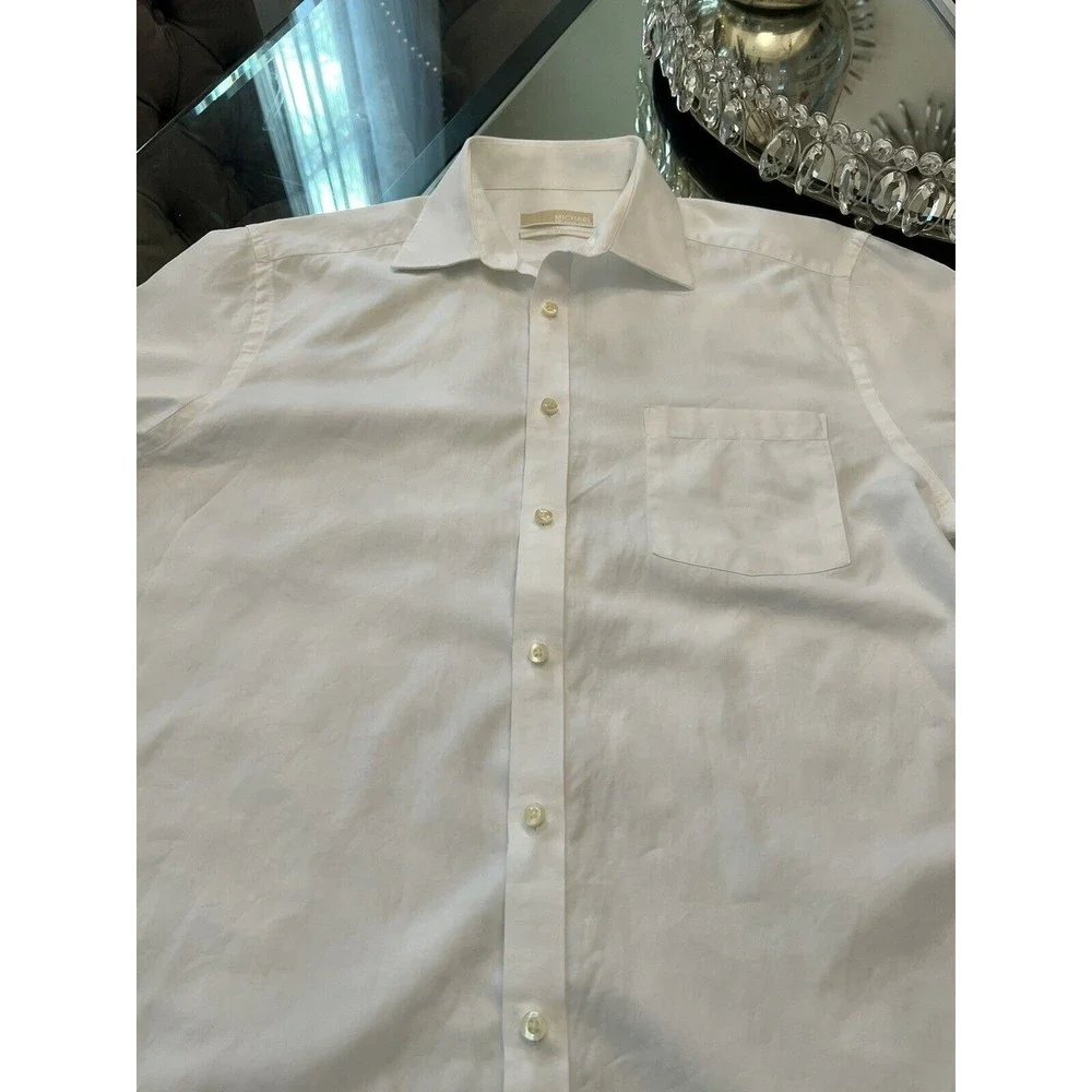 Michael Kors Shirt Mens L Large White Button Up Long Sleeve Casual Cotton Adult - Picture 6 of 16